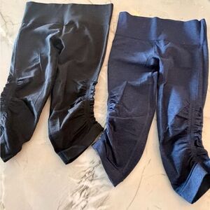 lululemon athletica Black and Navy Ruched Leggings